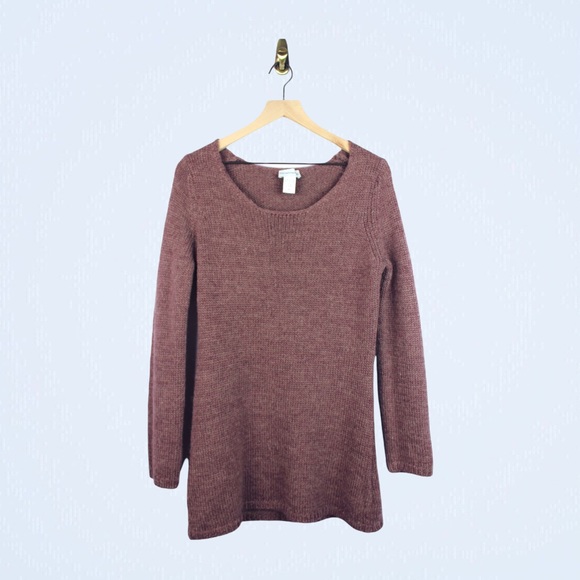 SOFT SURROUNDINGS Mauve Cozy Knit Sweater with Scoop Neck Wool & Alpaca Blend - Picture 3 of 12
